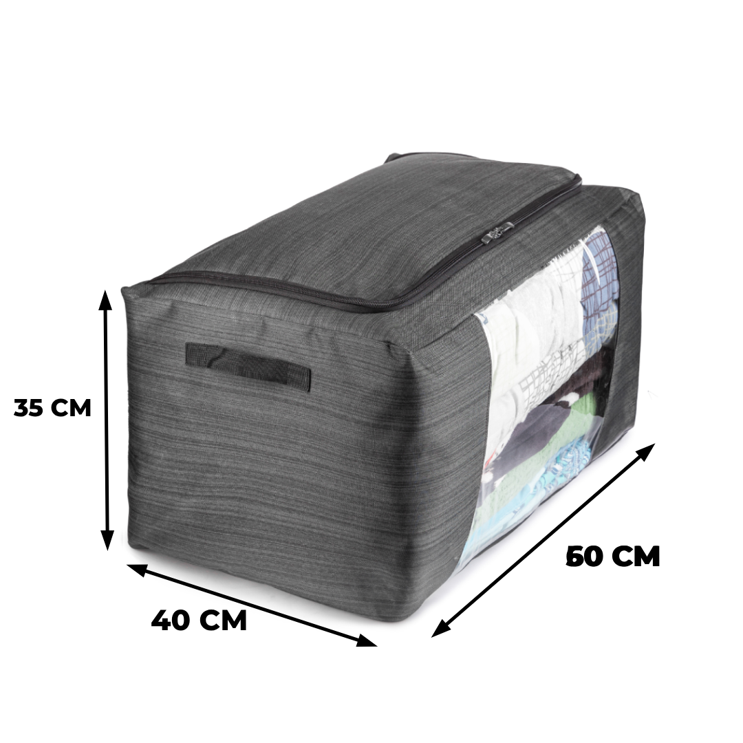 2 Sacs De Rangement Pour Couettes - Housse De Stockage Pliable Avec Double Fermeture Éclair Et Poignées Renforcées (60x40x30cm)
